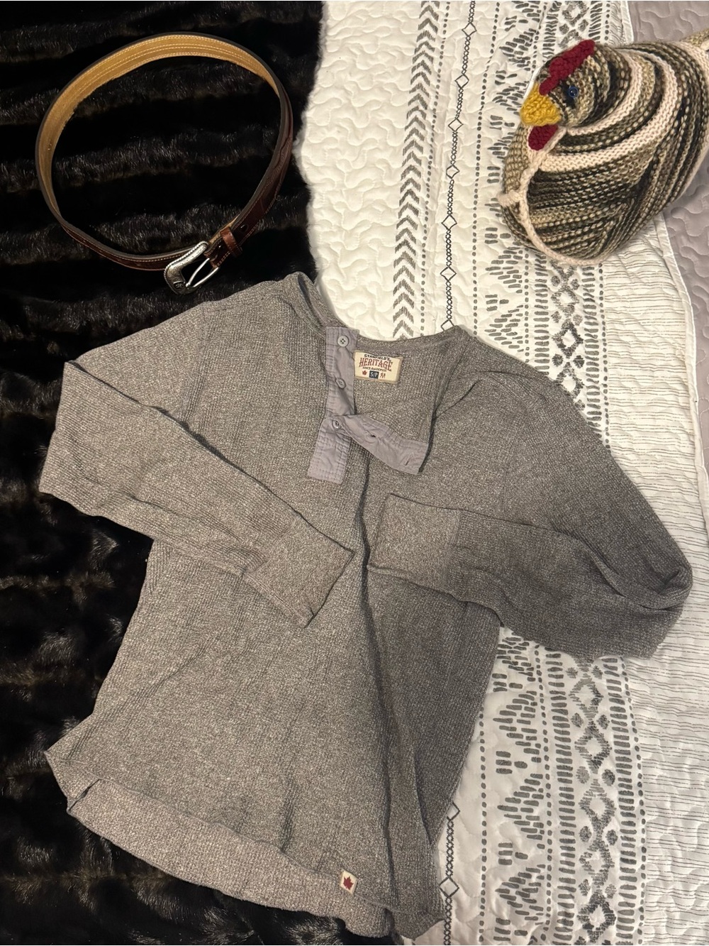 Vintage Stanfeild’s Heritage Grey Henley Sweatshirt Size S/P